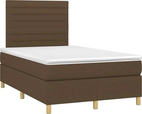 vidaXL Κρεβάτι Boxspring με Στρώμα &amp; LED Σκ.Καφέ 120x190εκ. Υφασμάτινο