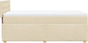 vidaXL Κρεβάτι Boxspring με Στρώμα Κρεμ 100 x 200 εκ. Υφασμάτινο
