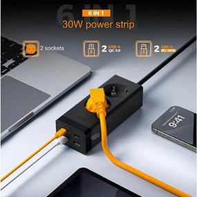 ΠΟΛΎΜΠΡΙΖΑ TESSAN 6 IN 1 POWER STRIP 2XSCHUKO 2XUSB 2XTYPE-C