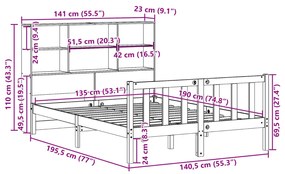 ΚΡΕΒΑΤΙ ΒΙΒΛΙΟΘΗΚΗ ΧΩΡΙΣ ΣΤΡΩΜΑ 135X190 ΕΚ ΜΑΣΙΦ ΞΥΛΟ ΠΕΥΚΟΥ 3321694