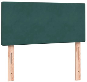 vidaXL Box Spring κρεβάτι με στρώμα σκούρο πράσινο 80x220εκ. Βελούδινο
