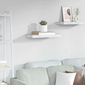 vidaXL Ράφι Τοίχου Λευκό Μάρμαρο 50 x 23 x 4 εκ. Επεξεργασμένο ξύλο