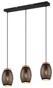 Φωτιστικό Οροφής - Ράγα Bidar R31573080 3xE27 71x150cm Black-Gold RL Lighting