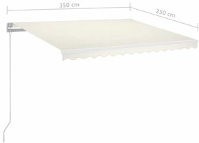 vidaXL Τέντα Συρόμενη Χειροκίνητη Κρεμ 350 x 250 εκ.