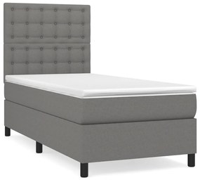 ΚΡΕΒΑΤΙ BOXSPRING ΜΕ ΣΤΡΩΜΑ ΣΚΟΥΡΟ ΓΚΡΙ 100X200 ΕΚ. ΥΦΑΣΜΑΤΙΝΟ 3142074