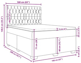 Κρεβάτι Boxspring με Στρώμα Ροζ 160x200 εκ. Βελούδινο - Ροζ