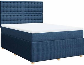 vidaXL Κρεβάτι Boxspring με Στρώμα Μπλε 140x200 εκ. Υφασμάτινο