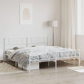 vidaXL Πλαίσιο Κρεβατιού με Κεφαλάρι&amp;Ποδαρικό Λευκό 180x200εκ. Μέταλλο