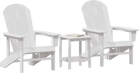 vidaXL Καρέκλα Κήπου 3 pcs Λευκό Πολυαιθυλένιο