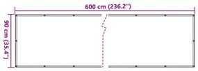 Περίφραξη Μπαλκονιού Σχέδιο Ledge Stone Γκρι 600x90 εκ. PVC - Γκρι