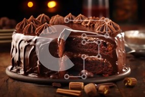 Σετ των 2 Intra Συλλεκτικό Ξύλινο Παζλ Plywood 4mm - Παρακμιακό κέικ σοκολάτας με παχύ πάγο Σε Ξύλινο Κουτί - Διαστάσεις: 10x10 cm – 25 κομμάτια