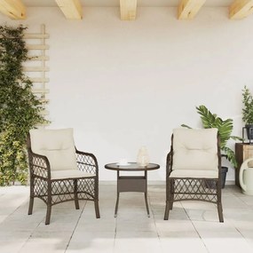 Καρέκλες Κήπου 2 τεμ. Καφέ από Συνθετικό Ρατάν με Μαξιλάρια - Καφέ