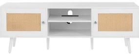 VEVOR Rattan TV Stand for 65&quot; TV Boho TV Stand with Build-in Socket White