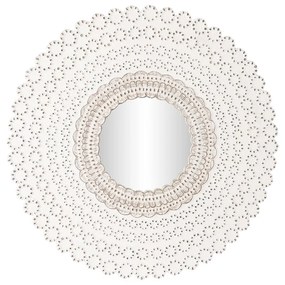 Τοίχο καθρέφτη DKD Home Decor Λευκό Φυσικό Ινδός Μαρινάτος 120 x 2,5 x 120 cm