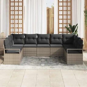 vidaXL Σετ Καναπέ με μαξιλάρι 9 pcs Γκρι συνθετικό ρατάν