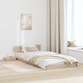 vidaXL Σκελετός Κρεβατιού με Κομοδίνα 90x200εκ Μασίφ Ξύλο