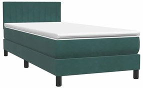 Box Spring κρεβάτι με στρώμα σκούρο πράσινο 90x210εκ. Βελούδινο - Πράσινο