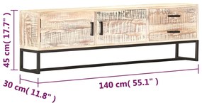 Έπιπλο Τηλεόρασης Λευκό 140 x 30 x 45 εκ. Μασίφ Ξύλο Ακακίας - Λευκό