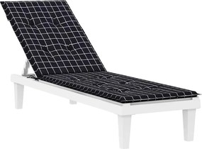 vidaXL Μαξιλάρι Ξαπλώστρας Μαύρο Καρό από Ύφασμα Oxford