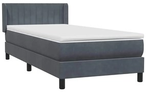 vidaXL Κρεβάτι Boxspring με Στρώμα Σκούρο Γκρι 100x210 εκ. Βελούδινο