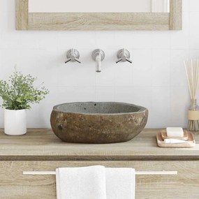 vidaXL Λεκάνη Ανοιχτό γκρι (30-37) x (25-30) x 12 εκ. Πέτρα Ποταμού