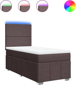vidaXL Κρεβάτι Boxspring με Στρώμα Σκούρο Καφέ 100x200 εκ. Υφασμάτινο