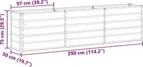 vidaXL Γλάστρα Ανοιχτό γκρι 290 x 50 x 75 εκ Επικαλυμμένος Χάλυβας