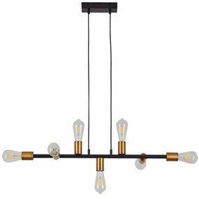 Φωτιστικό Οροφής - Ράγα Cody 77-8240 85x13x120cm 7xE27 60W Black-Gold Homelighting