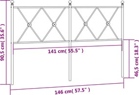 vidaXL Ανταλλακτικό κεφαλάρι Λευκό 140 εκ. Μεταλλικό