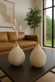 Stewehome σετ διακοσμητικών βάζων σετ 2 τεμαχίων Κρεμ 9x13x13 cm