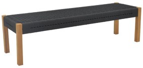 Παγκάκι Uma teak ξύλο και σχοινί σε μαύρη απόχρωση 150x45x40εκ 150x45x40 εκ.