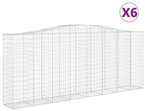 vidaXL Συρματοκιβώτια Τοξωτά 6 τεμ. 400x50x160/180 εκ. Γαλβαν. Ατσάλι