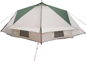 vidaXL Τέντα Τιπί 6 Ατόμων Πράσινο και Λευκό 431 x 366 x 185 εκ.
