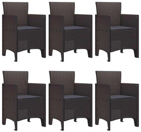 vidaXL Σέτ φαγητού για κήπο 7 pcs Καφέ Rattan Polt