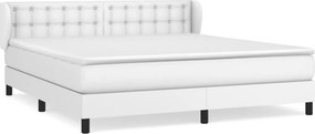 vidaXL Κρεβάτι Boxspring με Στρώμα Λευκό 180x200 εκ. Συνθετικό Δέρμα