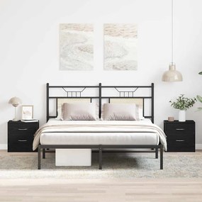 vidaXL Κομοδίνα 2 τεμ. Μαύρη Δρυς 40x30x40 εκ. από Τεχνητό Ξύλο