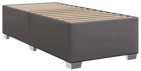 Κρεβάτι Boxspring με Στρώμα Γκρι 90x190 εκ. από Συνθετικό Δέρμα - Γκρι