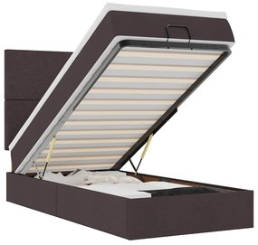 Οθωμανικό κρεβάτι με στρώμα σκούρο καφέ 90x190cm ύφασμα 3313039