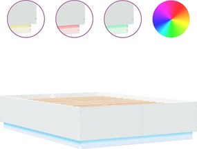 vidaXL Πλαίσιο Κρεβατιού Λευκό 150x200 εκ Επεξεργ. Ξύλο με LED