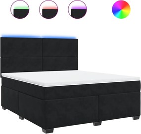 vidaXL Κρεβάτι Boxspring με Στρώμα Μαύρο 180x200 εκ. Βελούδινο