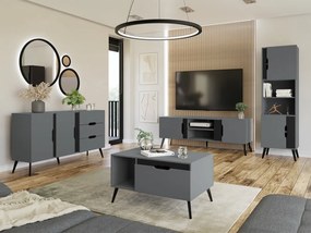 Τραπέζι Tv Comfivo G102, Μαύρο, Γκρι, Ο αριθμός των θυρών: 2, 151x55x42cm, 27 kg | Epipla1.gr