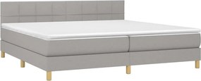 vidaXL Κρεβάτι Boxspring με Στρώμα Ανοιχτό Γκρι 200x200 εκ. Υφασμάτινο