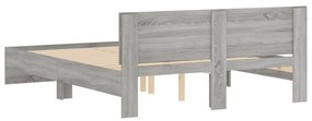 vidaXL Πλαίσιο Κρεβατιού με Κεφαλάρι Γκρι Sonoma 140x200 εκ.