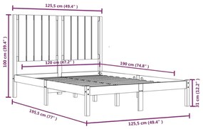 Πλαίσιο Κρεβατιού Λευκό 120x190 εκ. Μασίφ Ξύλο Small Double - Λευκό