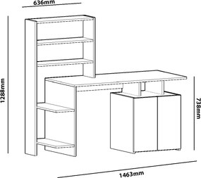 Γραφείο Καρυδιά / Λευκό MELIS 146,3x60x73,8