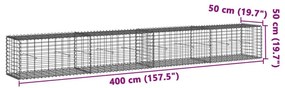 Συρματοκιβώτιο με Κάλυμμα 400x50x50 εκ. από Γαλβανισμένο Χάλυβα - Ασήμι