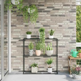 vidaXL Ράφι φυτών 3 επιπέδων Μαύρο 100 x 32 x 102 εκ. Ατσάλι