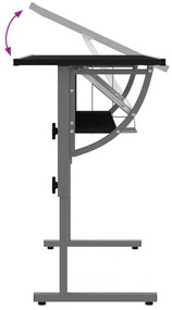 vidaXL Γραφείο Χειροτ. Μαύρο/Γκρι 110x53x(58-87) εκ. Επ. Ξύλο&amp;Ατσάλι