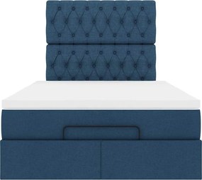 vidaXL Οθωμανικό κρεβάτι με στρώμα μπλε 120x200cm ύφασμα