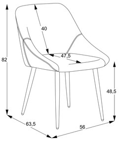 Καρέκλα Putos pakoworld μπεζ ύφασμα-πόδι μαύρο μέταλλο 56x63.5x82εκ